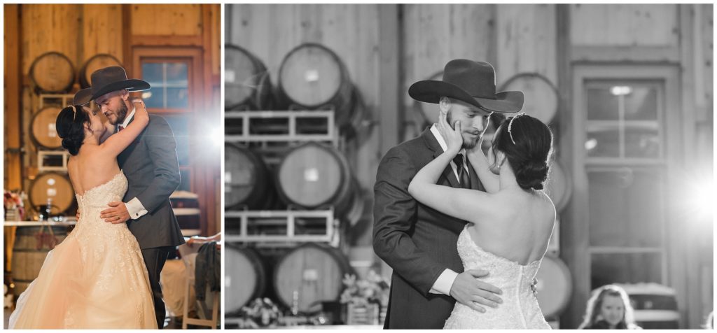 sweetheart winery bride and groom first dance