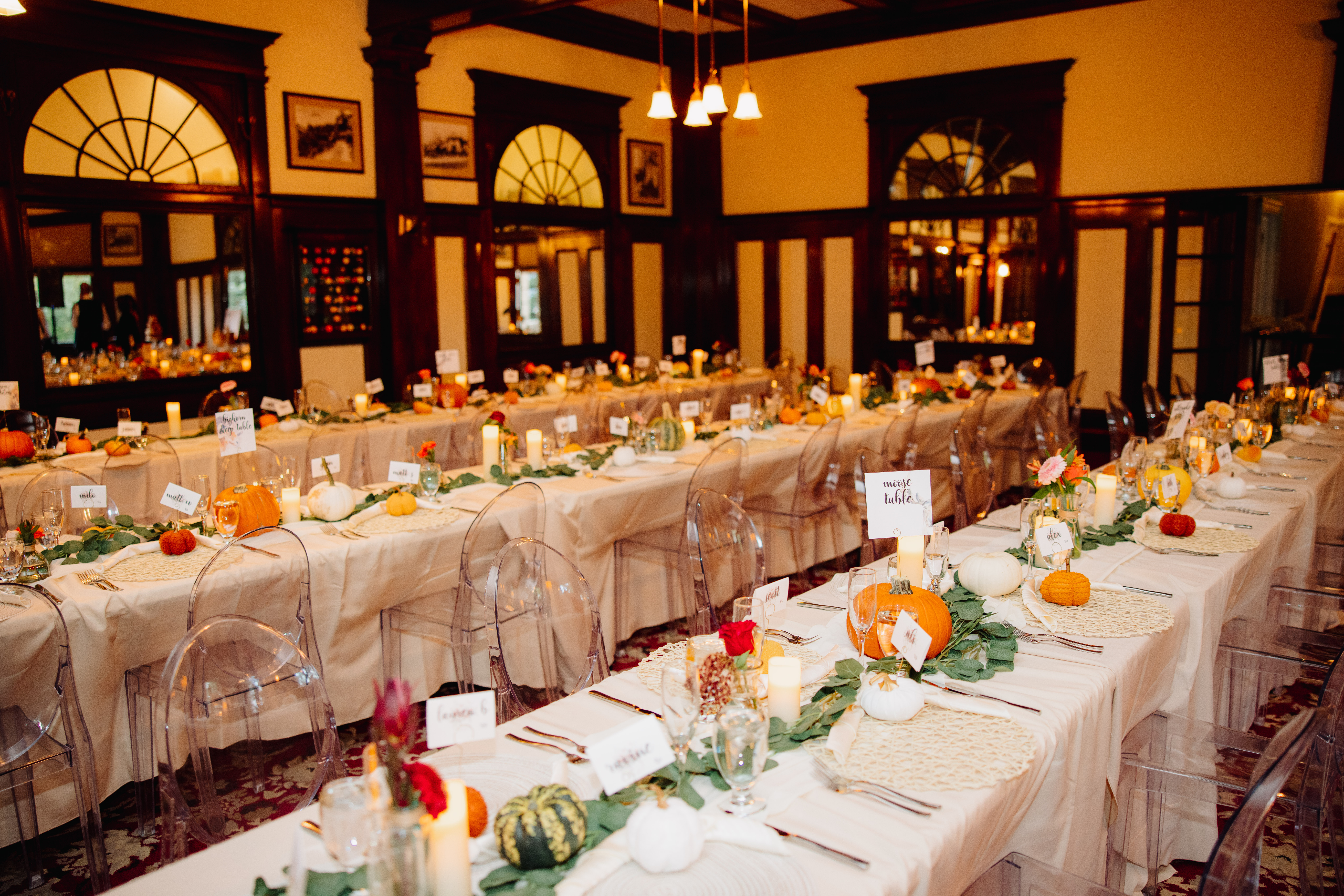 A Rehearsal dinner setup at the famous Stanley Hotel.